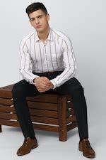 Buy Men White Slim Fit Stripe Full Sleeves Formal Shirt Online - 707743 ...