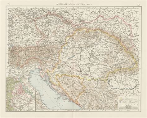 Rain Map of Austria-Hungary. Precipitation. Sketch map 1885 old antique