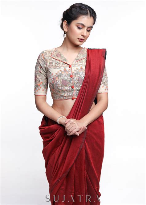 Exclusive Madhubani printed cotton blouse - Plain Saree Optional – Sujatra