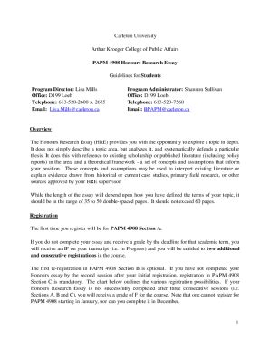 Fillable Online papm 4908 honours research essay guidelines for ...