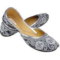 Fulkari Women's Mirror Peach Gold Genuine Soft Leather Embroidered ...