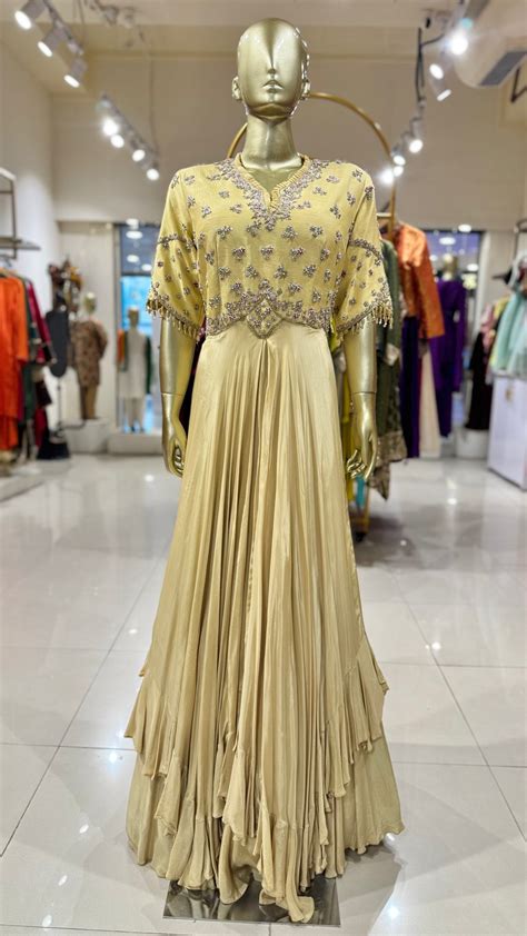 Light Yellow Hand Embroidered Gown – folkcultureclothing