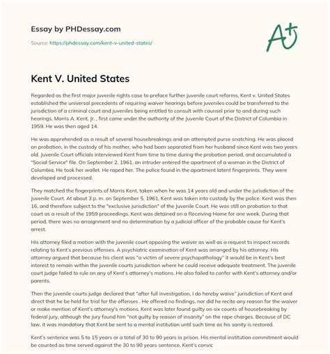 Kent V. United States - PHDessay.com