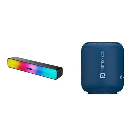 Portronics Radian 16W Bluetooth Stereo Soundbar with Multicolour LED ...