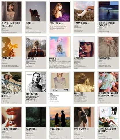 Craft Maniacs TAYLOR SWIFT Song minimalist Posters Pack of 20 Aesthetic ...