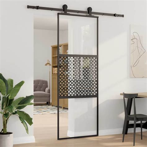 Porte en verre Fretwork Noir 90 x 2 x 205 cm Aluminium | Leroy Merlin