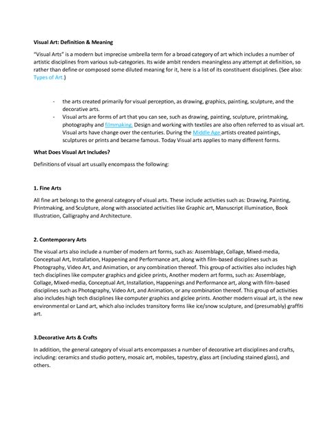 SOLUTION: Visual art definition meaning - Studypool