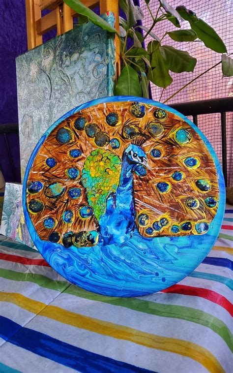 DIY Wall Clock Making with Flow Pouring Art and Collage painting ...