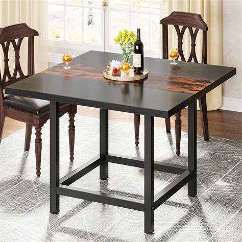 Tribesigns Small Square Dining Table for 4 People, Farmhouse 39.4"x 39. ...
