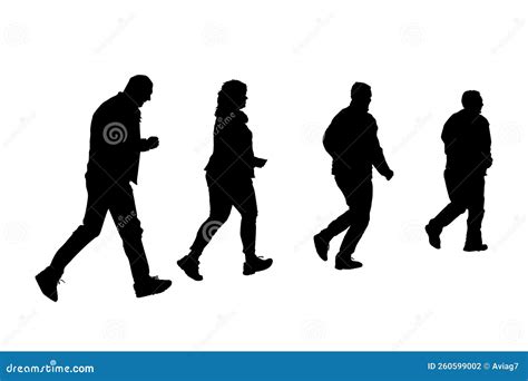 People Silhouettes Isolated on White Background. Walking People Group. Stock Vector ...