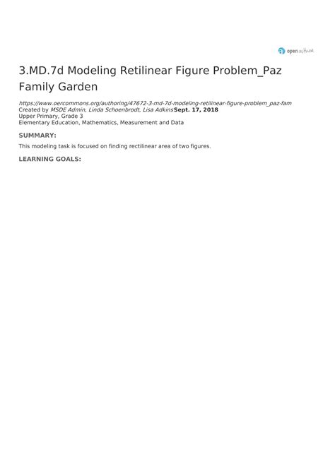 3.MD.7d Modeling Retilinear Figure Problem Paz Family Garden - 3.MD ...