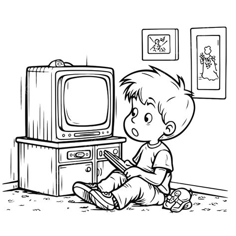 Watching Tv Coloring Coloring Pages