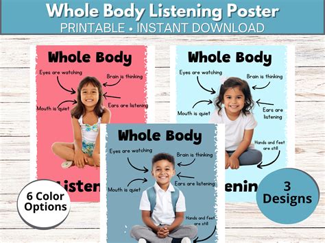 Whole Body Listening Poster Whole Body Listening Posters Rainbow