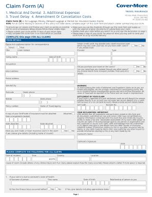 Covermore Claim Form - Fill Online, Printable, Fillable, Blank | pdfFiller