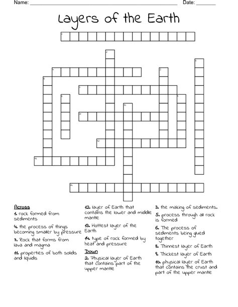 Earth's layers crossword - WordMint