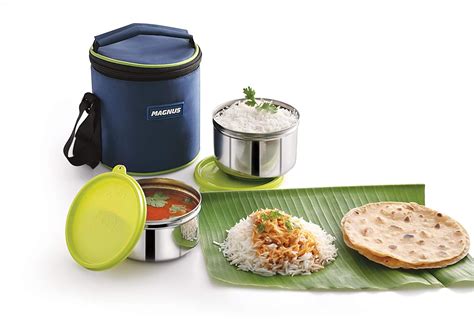 Buy Magnus Alfa 2 Stainless Steel Lunch Box Set of 2, Stackable, Deep ...