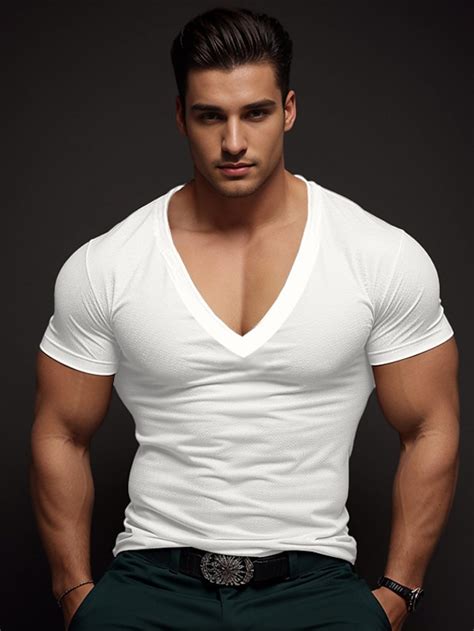 Men's T Shirt Tee Top Short Sleeves V Neck Summer Plain Fashion ...