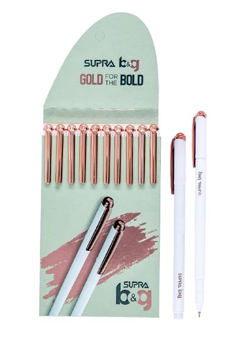 Supra B&G 0.7mm Rose Gold Ball Point Pen Card Pack | Blue Ink, Set Of ...