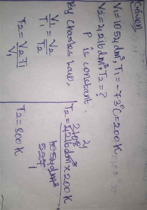 2 : A dry gas occupies a volume of 1054 dm?, at a temperature of -73 °C ...