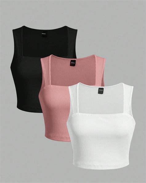 Set Of 3 - Slim-Fit Ribbed Women Tank Tops – Littlebox India