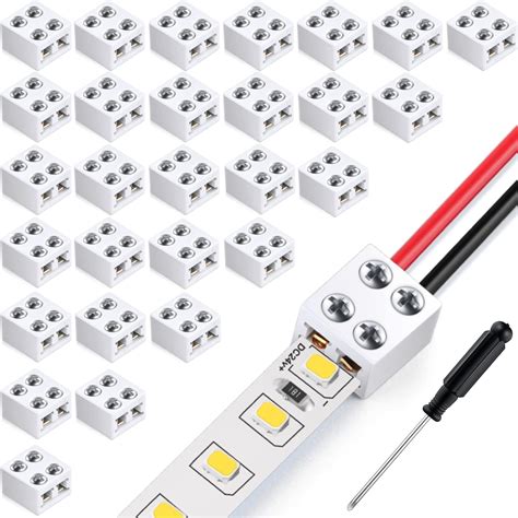Buy 100 Pack Solderless LED Tape Light Connector 2 Pin Screw Down ...