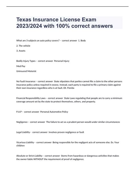 Texas Insurance Practice Exam 2023/2024 with 100% correct answers ...