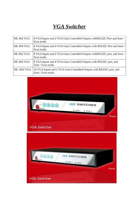VGA and Audio Switcher - 4 Port Vga Switcher Manufacturer from Mumbai
