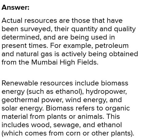 Descraibe the following terms in short . (1) actual resources (2) non ...