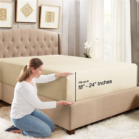 Empyrean Extra Deep Pocket King Fitted Sheet - Cream Beige Fitted Sheet ...