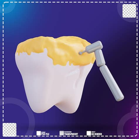 3d illustration of cleaning tooth decay with a drill 3 | Premium PSD