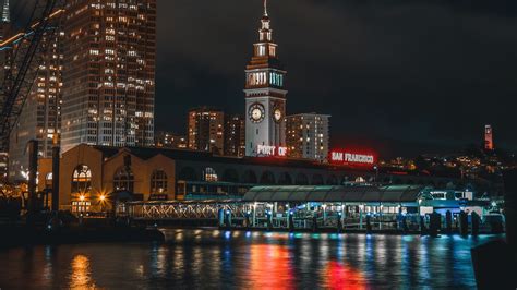 Download wallpaper 1920x1080 night city, port, beach, san francisco ...