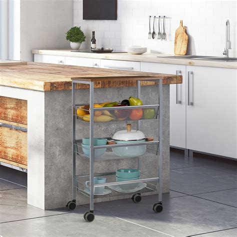 Buy Rolling kitchen Cart Island Serving Stand on Wheel 4 tier Wood ...