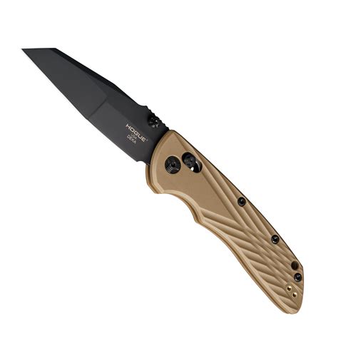Hogue Knives Brown Deka MagnaCut Wharncliffe Folding Knife, Black Blade ...