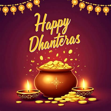 Happy dhanteras celebration concept with lit oil lamps diya and ...