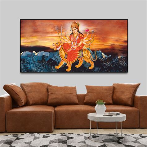 Maa Durga Bhagwati Premium Canvas Wall Painting – Vibecrafts
