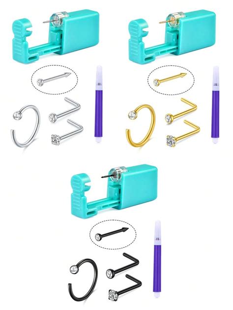 CIZME 5Pcs Nose Piercing Kit Nose Ring Piercing Kit Self Nose Piercing ...