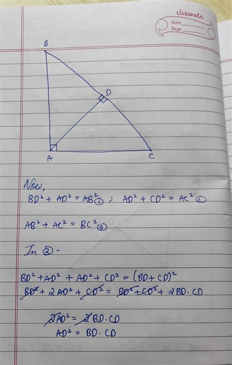 in a triangle angle BAC is equal to 90 degree and AD is perpendicular ...