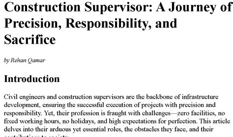 The Life of a Civil Engineer and Construction Supervisor ...