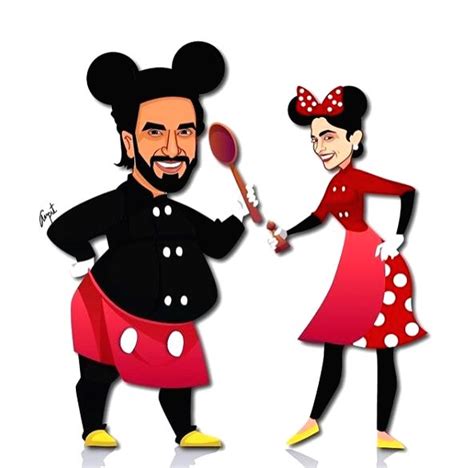 Ranveer Singh and Deepika Padukone channel inner Mickey and Minnie Mouse