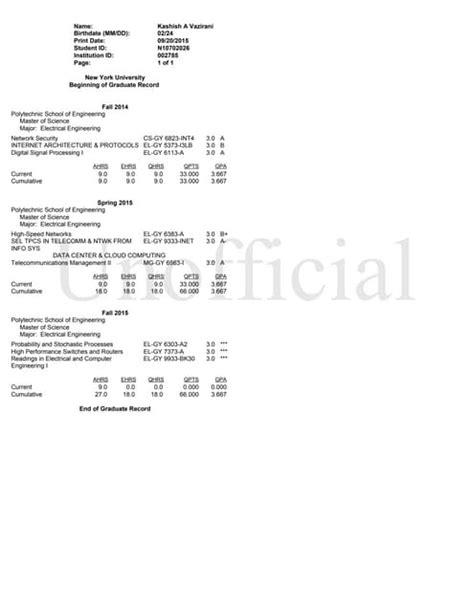 Image result for NYU Transcript