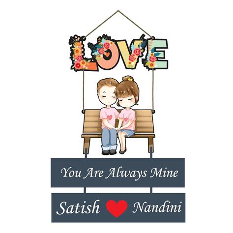 Webelkart Premium Wooden Love Designer Customised Wall Hanging, Name P ...