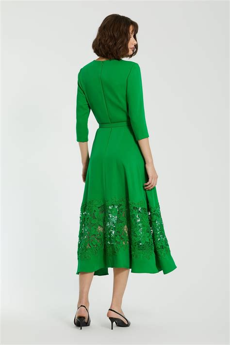 Mac Duggal - Crepe Boat Neck Midi Dress - Elahe