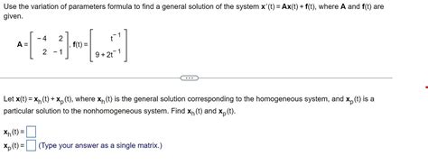 Image result for Variation of Parameters with Matrices Formula