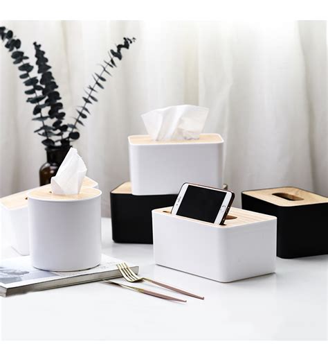 日式简约实木盖纸巾盒 创意家用桌面卷纸盒客厅纸抽盒纸巾收纳盒-美间设计