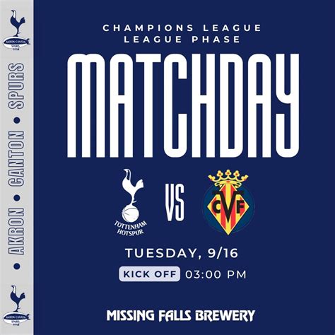 Tottenham vs Villarreal, 540 South Main Street, Akron, OH, 16 September ...