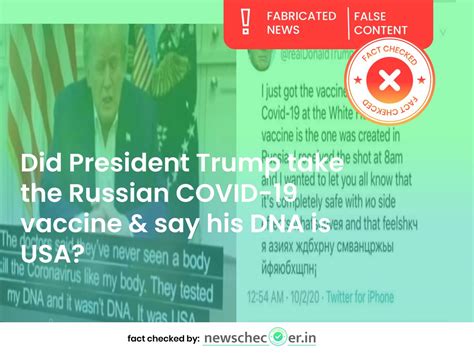 Claims Related To Trump Taking The Russian COVID-19 Vaccine, And Saying ...