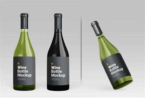 Free Wine Bottle Mockups set - Free Package Mockup