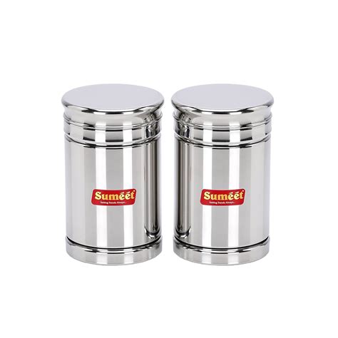 Buy Sumeet Stainless Steel Circular Vertical Storage Container set of 2 ...