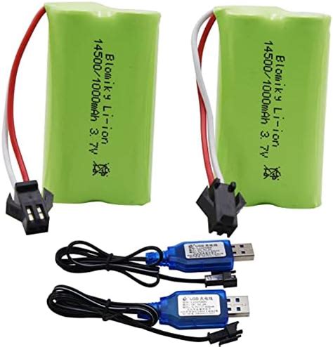 Blomiky 3.7V 1000mAh 2 Pack Lithium-ion Rechargeable Battery with SM2P ...
