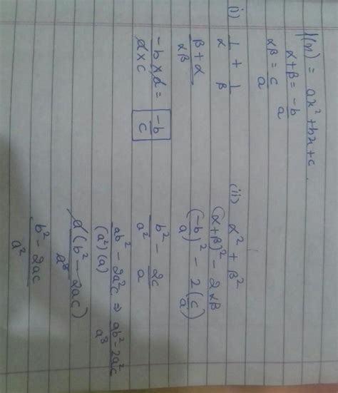 if alpha and beta are zeros of polynomial ax square + bx + c the find ...